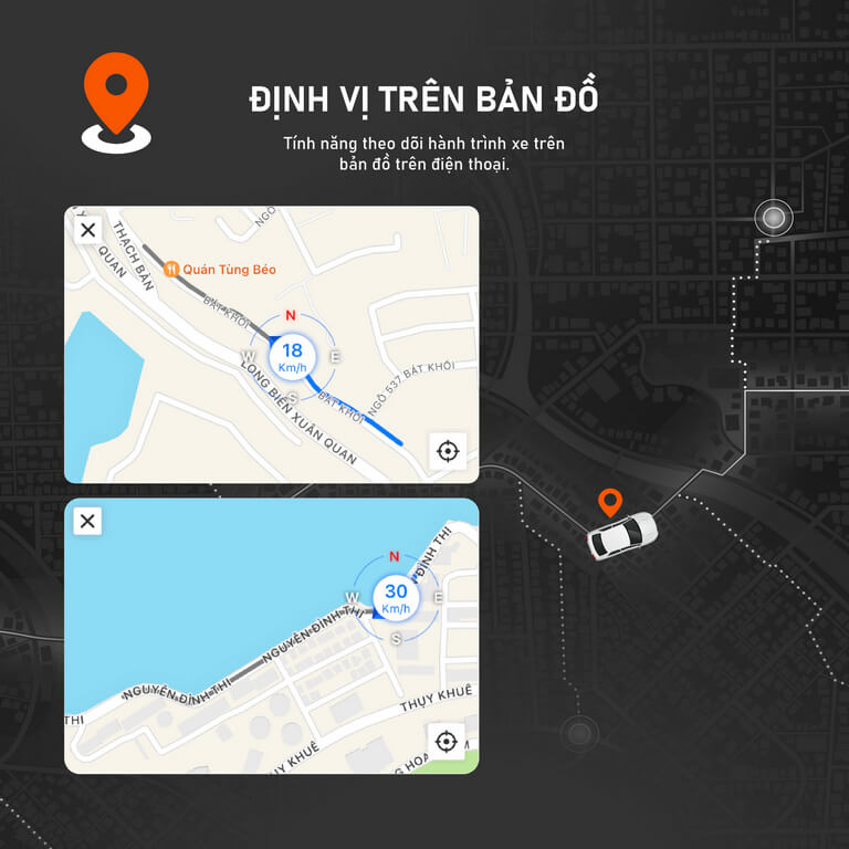 Tích hợp GPS định vị và camera phía sau từ camera hành trình Vincar